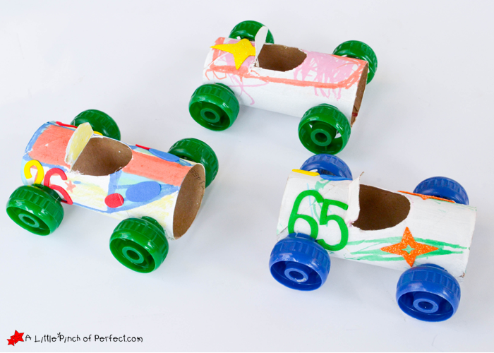 vehicle crafts for preschoolers  Toilet Paper Roll Race Cars